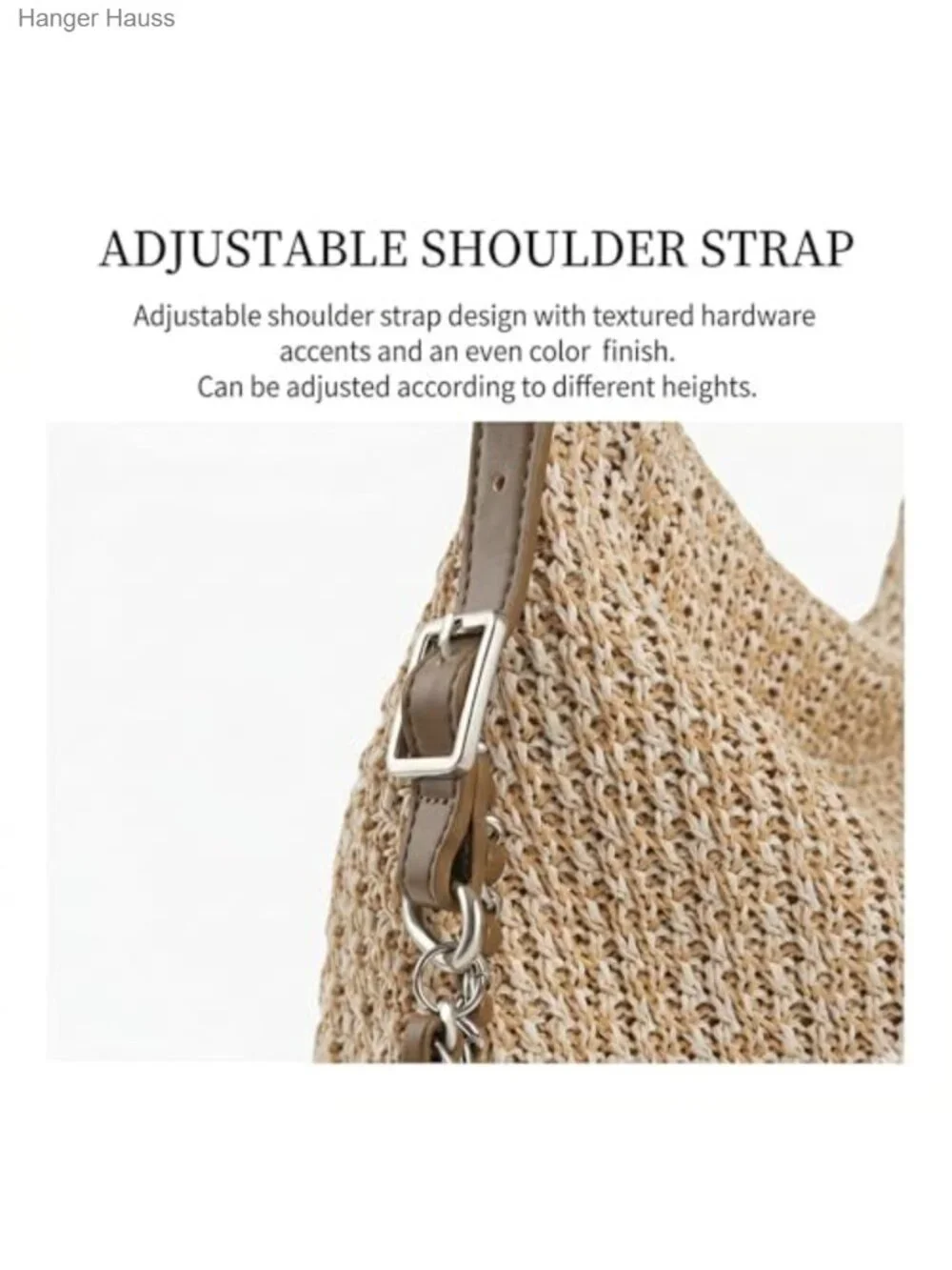 Woven Straw Beach Hobo Purse with Adjustable Strap